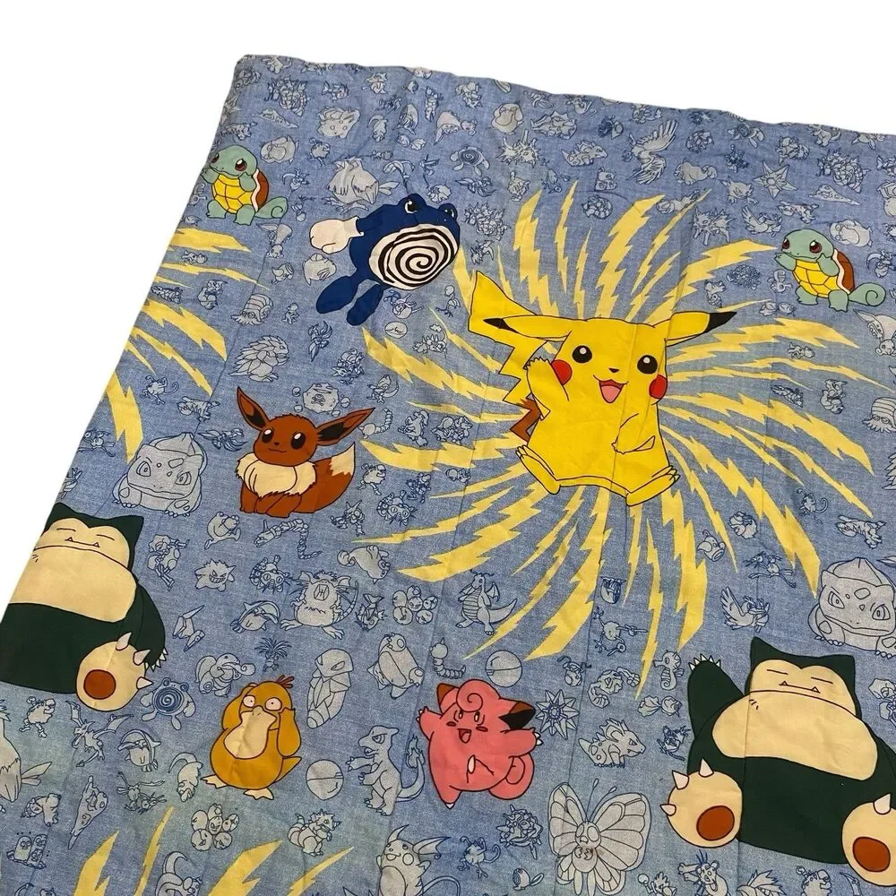 Vintage Pokémon Comforter Blanket Twin XL Bed Cover Nintendo 1998 Pikachu Eevee